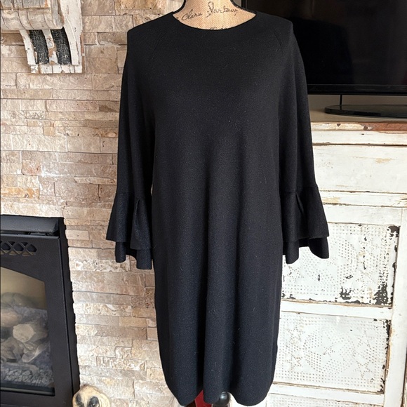 Anthropologie Claudette ruffled sweater dress drop shoulder metallic sparkle - Picture 4 of 16